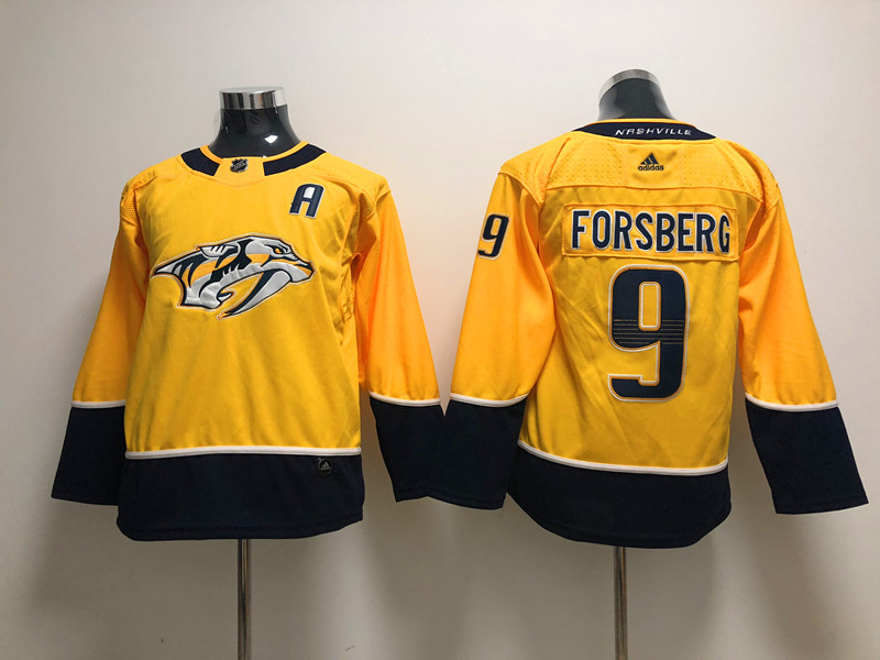 Men's Nashville Predators Filip Forsberg #9 Gold Breakaway Jersey